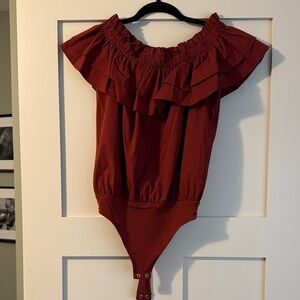 Express Rust Off-Shoulder Bodysuit